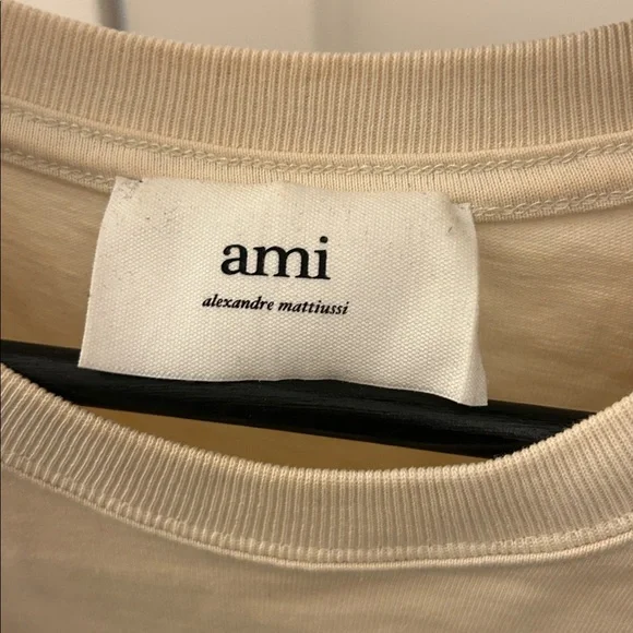 AMI Beige T-Shirt with Red Heart Logo size small - Picture 7 of 10